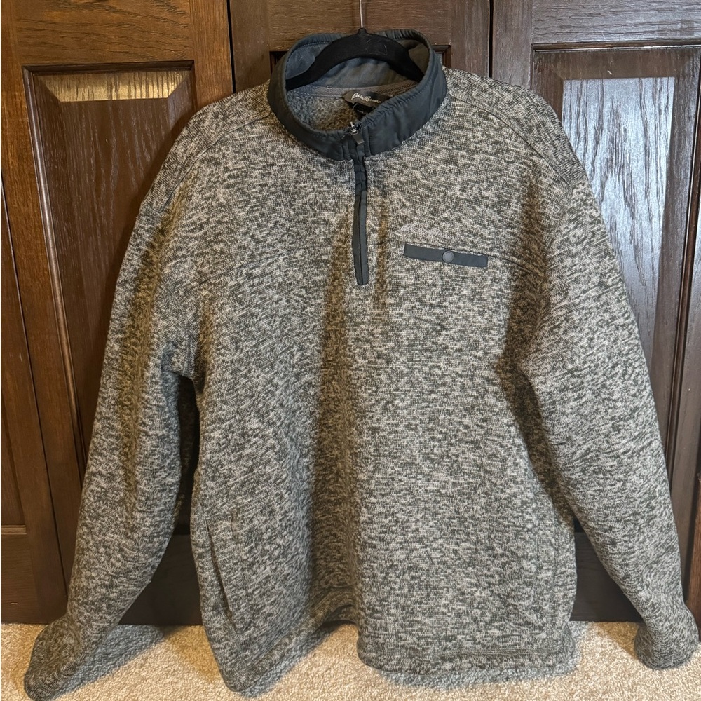 Eddie Bauer Men's Gray Quarter Zip Sweater